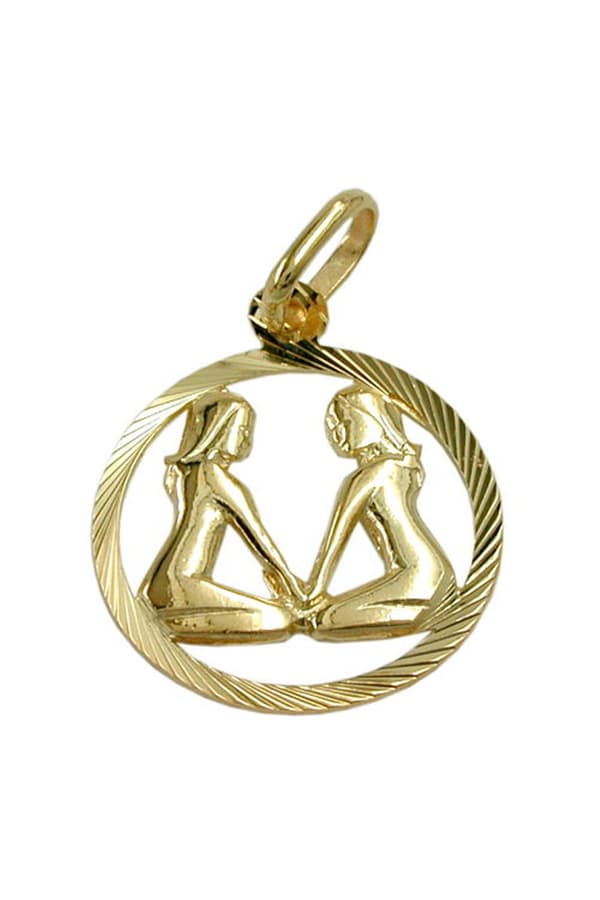 Pendant 15mm Zodiac Sign Gemini 9k Gold - GL430449