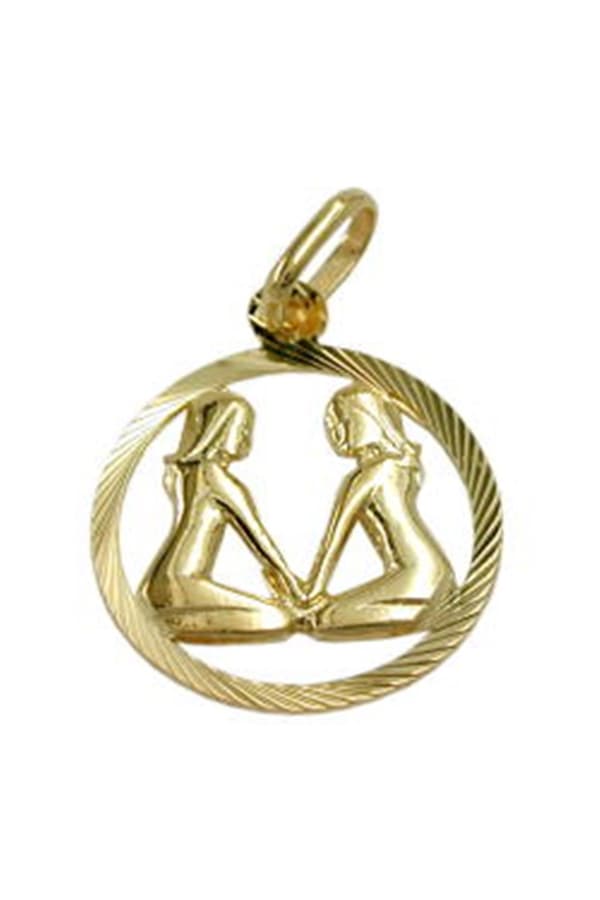 Pendant 15mm Zodiac Sign Gemini 9k Gold - GL430449