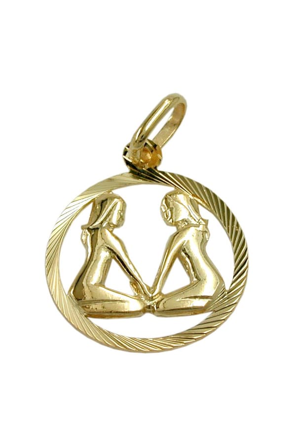 Pendant 15mm Zodiac Sign Gemini 9k Gold - GL430449