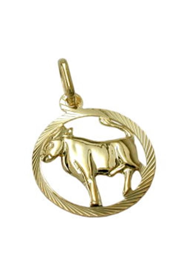 Pendant 15mm Zodiac Sign Taurus 9k Gold - GL430448