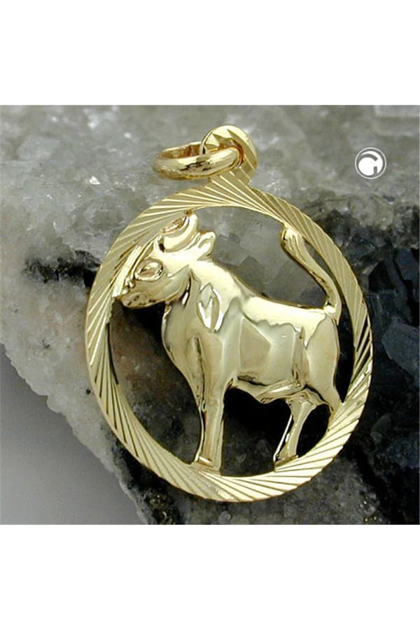 Pendant 15mm Zodiac Sign Taurus 9k Gold - GL430448