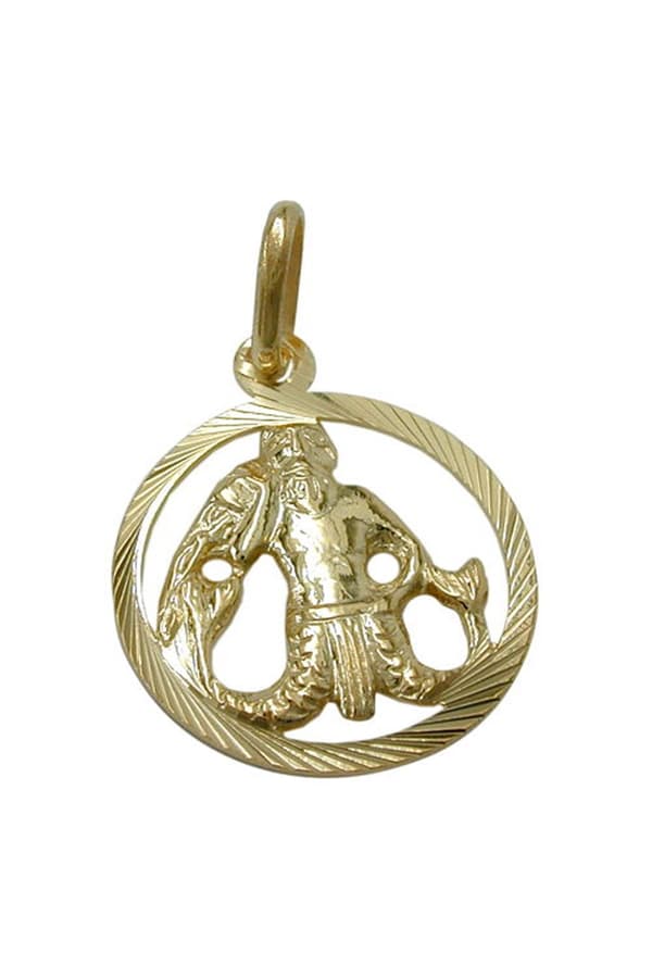 Pendant 15mm Zodiac Sign Aquarius 9k Gold - GL430445