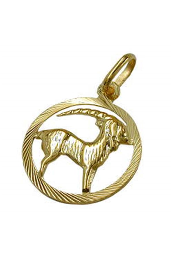 Pendant 15mm Zodiac Sign Capricorn 9k Gold - GL430444