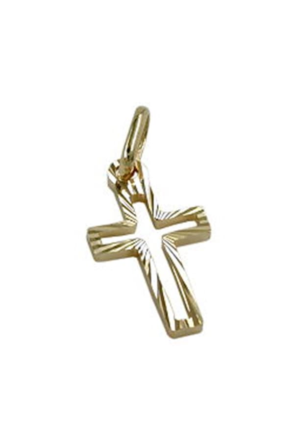 Pendant 16x9mm Cross Diamond Cut 14k Gold - GL430428