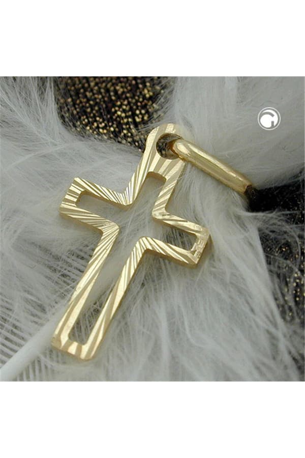 Pendant 16x9mm Cross Diamond Cut 14k Gold - GL430428