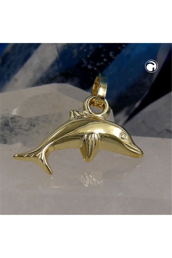 Pendant 12x7mm Small Dolphin Shiny 9k Gold - GL430090