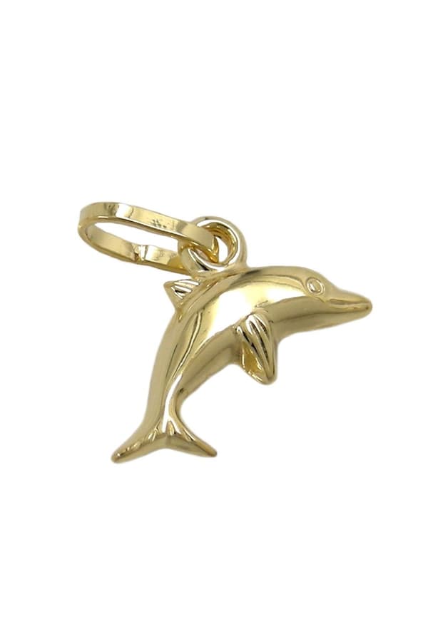 Pendant 12x7mm Small Dolphin Shiny 9k Gold - GL430090