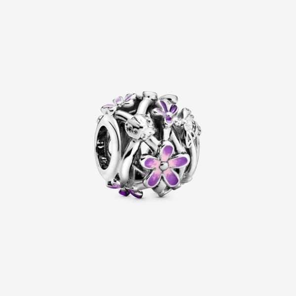 Berlock - PANDORA - Genombruten Violet Daisy - Silver - Lila - Vuxna kvinnor