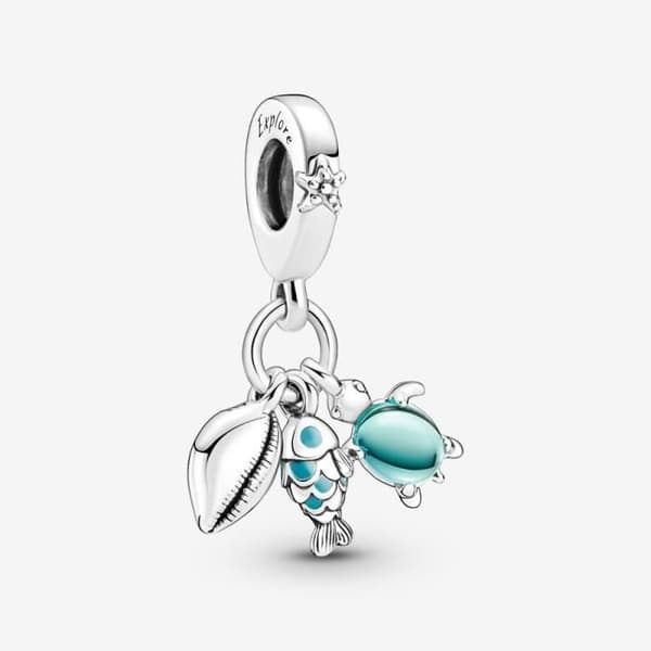 Berlockhänge - PANDORA - Triple Fish - Havssköldpadda - Conch - Silver