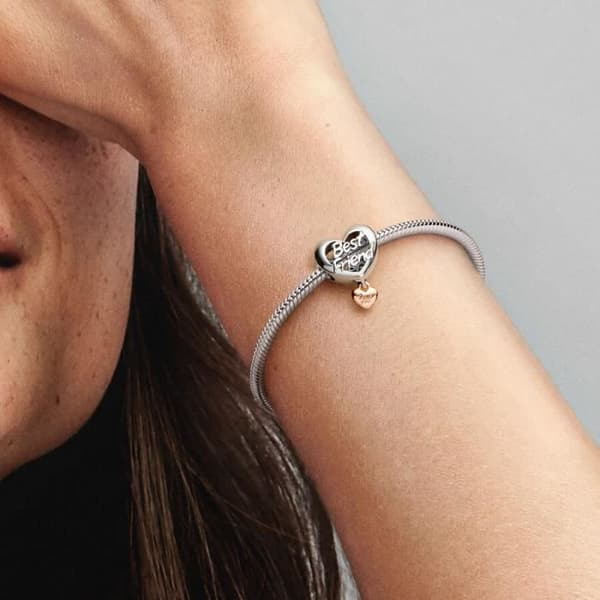 Charm - PANDORA - Heart Love You Best Friend - Silver - Kvinna - Vuxen