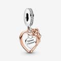 Miniatyrbild 1 av 3: Charm hänge - Charm hänge hjärta &amp; ros - Metall - Rosa - Unisex