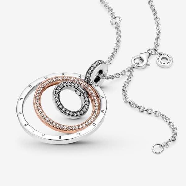 PANDORA Tvåfärgade Circles Hänge &amp; Halsband 389483C01-60