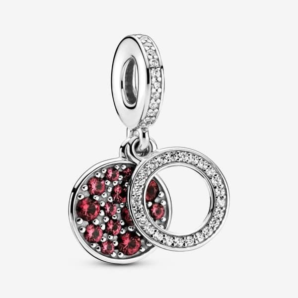 Berlockhänge - PANDORA - Dubbel gnistrande röd medaljong - Silver - Kvinna - Vuxen