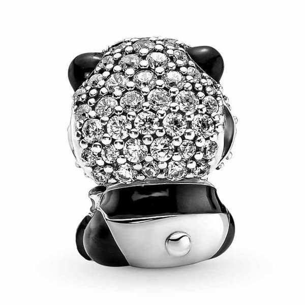 Berlock - Pandora - Panda - 925 Silver - Cubic Zirconia - Glänsande svart emalj
