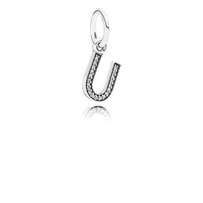 Charm - PANDORA - 791333CZ - Silver - Bokstav U - Zirkon