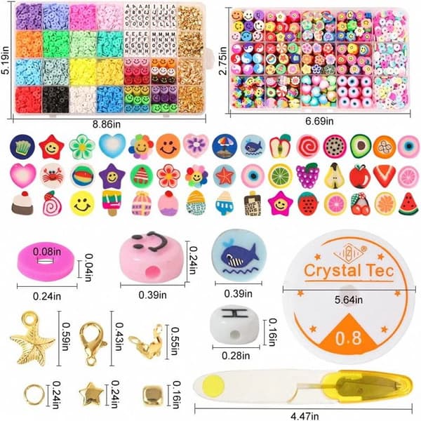 Clay Beads / Heishi Beads Fimo Kit - KREA DIY Smyckessats med olika pärlor - 4500 st