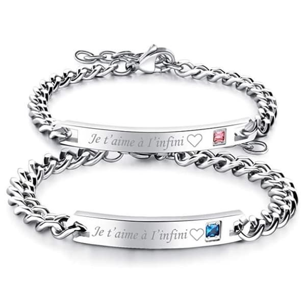 Armband - Stål - Jag älskar dig - Set med 2 - Par - Alla hjärtans dag presenter