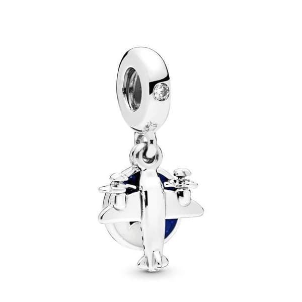 Pendentiv - Charm S - B2NSI - Silver 925 - Hängande Flygplan - Klar Zirkon