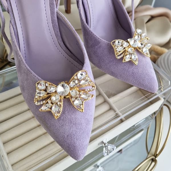 2 st / 1 par Guld Skosmycken Skoklämmor Shoe Clips - Rosetter med Kristaller / Strass