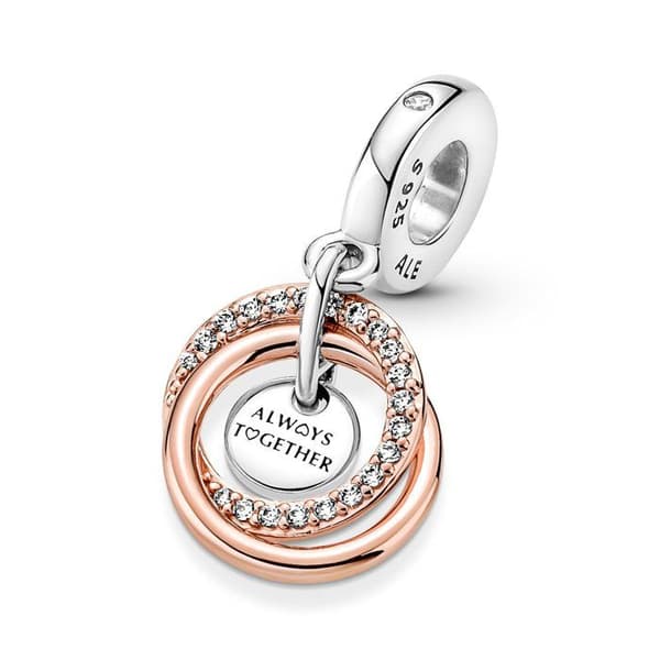 Berlockhänge - PANDORA - Circles My Family Forever - Silver - Guldpläterad - Flerfärgad