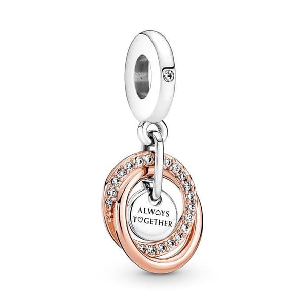 Berlockhänge - PANDORA - Circles My Family Forever - Silver - Guldpläterad - Flerfärgad