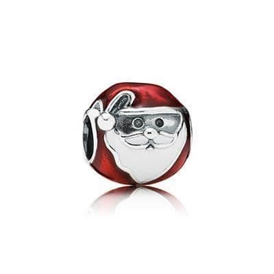 Berlock - PANDORA - 791405ENMX - Silver - Röd och vit emalj - Santa Claus