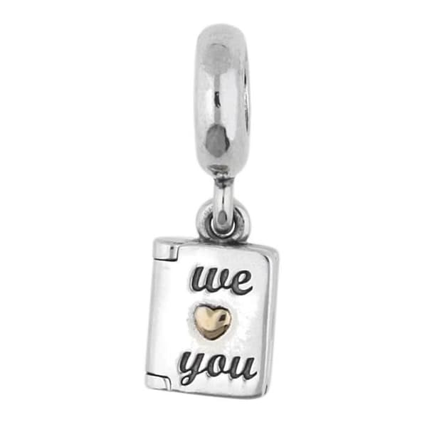 Berlock - Pandora - Vi älskar dig - 925 Silver - 14K guld - 2,5 cm