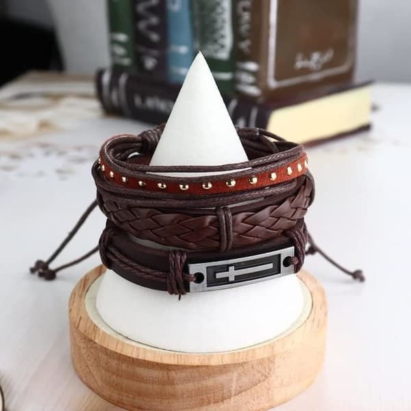 Herrarmband Herrarmband Läderarmband för män Flätat läder för män Kvinnor Läder Handled Punk Manschettband Br[H1263]