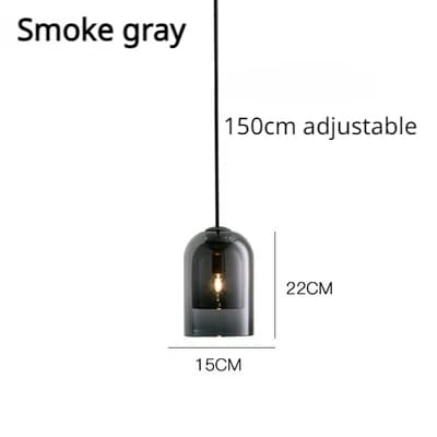Nordisk Hængelampe, Justerbar Snor, Moderne Glassten Finish,Røggrå, varmt lys