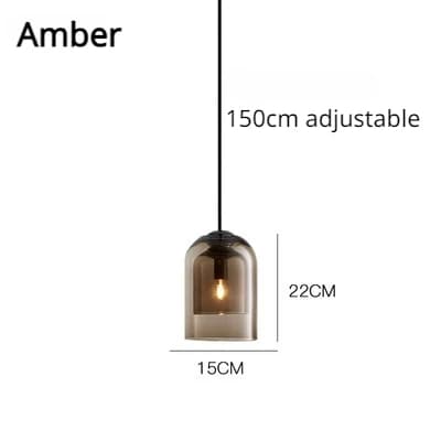 Nordisk Hængelampe, Justerbar Snor, Moderne Glassten Finish,Røggrå, varmt lys