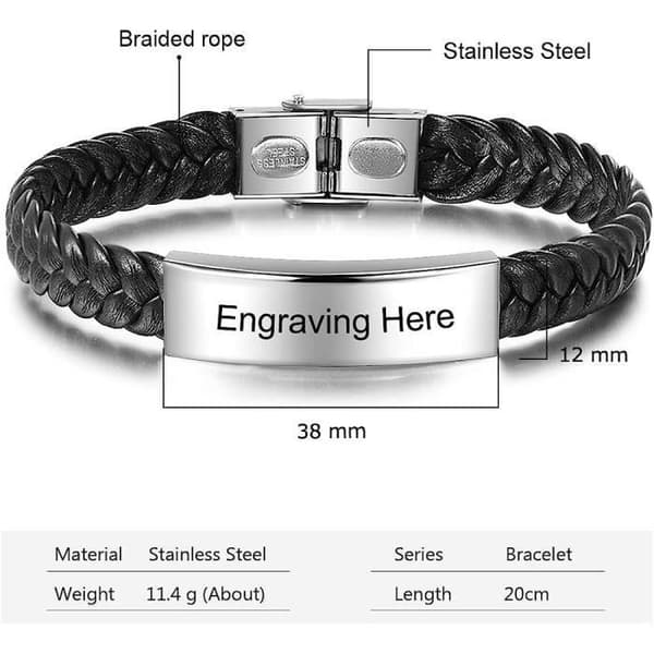 Man Kvinna Personliga Läderarmband Med Namn Armband För Par Bff Personliga presenter För Män Far För A[H1284]