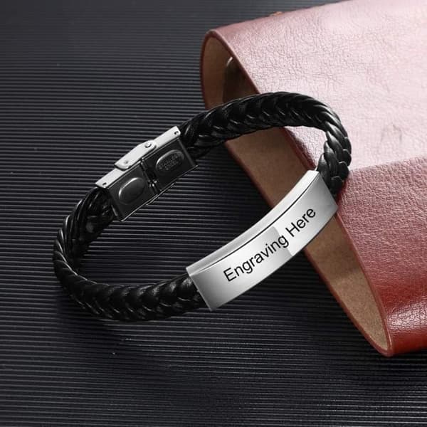 Man Kvinna Personliga Läderarmband Med Namn Armband För Par Bff Personliga presenter För Män Far För A[H1284]