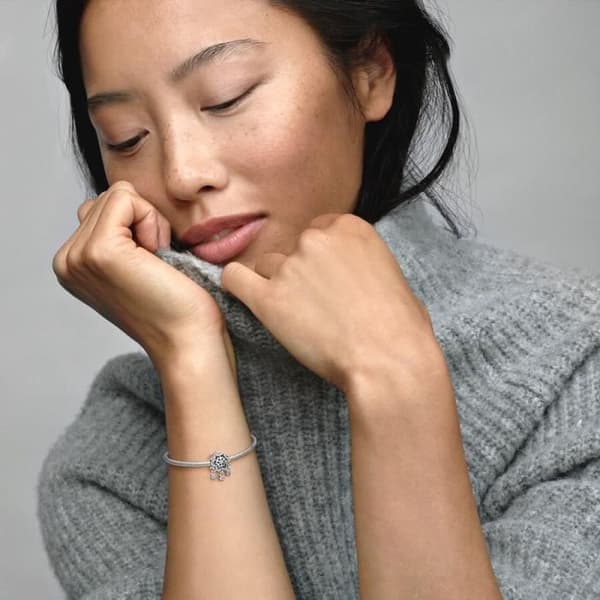 Charm hänge - PANDORA - Frostigt Snöflinga - Silver - Vit - Kvinna