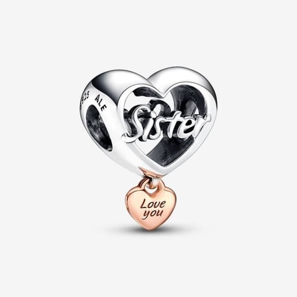 PANDORA Rosa systers hjärta berlock 782244C00
