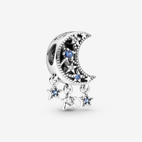 Charm - Charm Stjärna &amp; Månslug - Silver - Blå - Kvinna - Vuxen