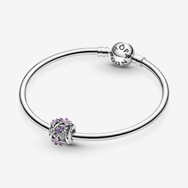 Berlock - PANDORA - Genombruten Violet Daisy - Silver - Lila - Vuxna kvinnor
