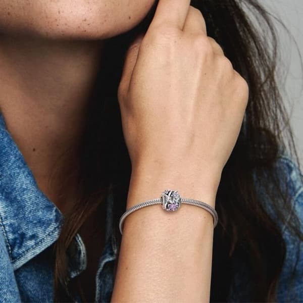 Berlock - PANDORA - Genombruten Violet Daisy - Silver - Lila - Vuxna kvinnor