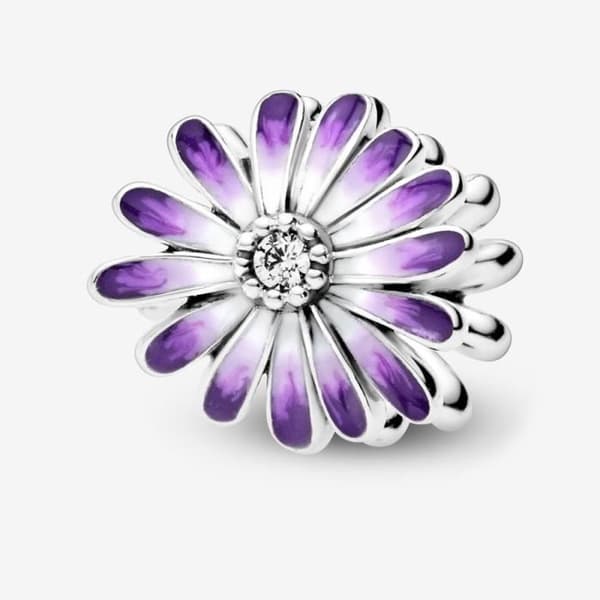 Charm - PANDORA - Violett Daisy - Metall - Lavendel - Dam