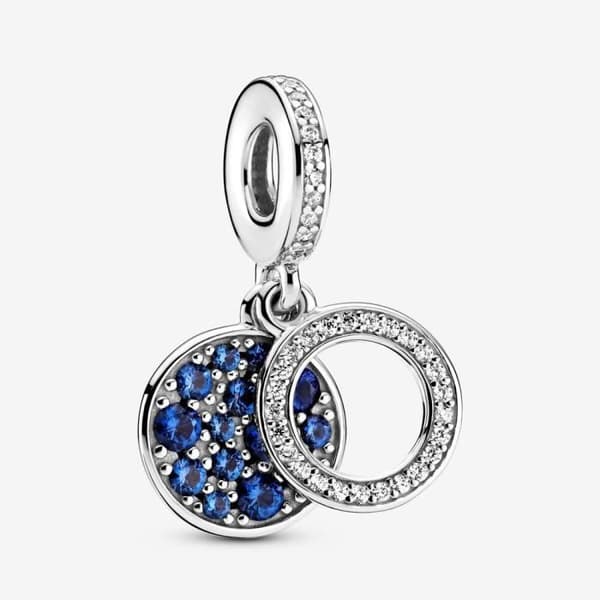 PANDORA Sparkling Blue Double Disc hängande berlock 799186C01