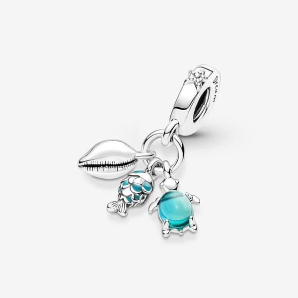 Berlockhänge - PANDORA - Triple Fish - Havssköldpadda - Conch - Silver