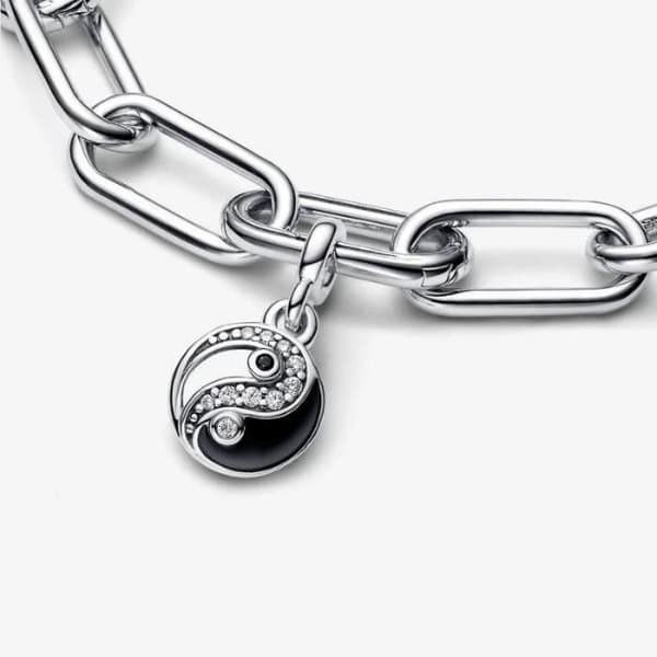 Pendentiv - Pandora - ME Mini charm - Yin och Yang - Sterling silver - Svart emalj