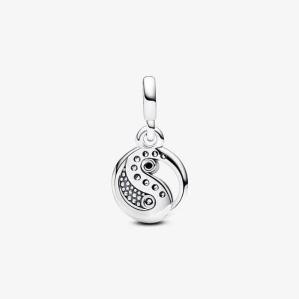 Pendentiv - Pandora - ME Mini charm - Yin och Yang - Sterling silver - Svart emalj