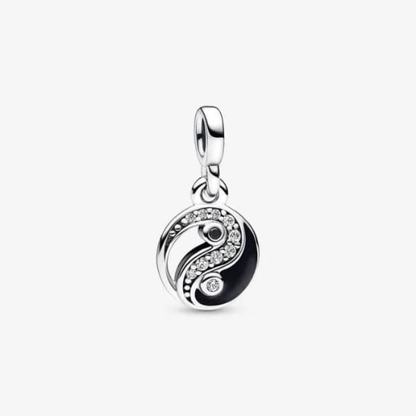 Pendentiv - Pandora - ME Mini charm - Yin och Yang - Sterling silver - Svart emalj