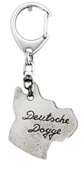 Miniatyrbild 4 av 11: Great Dane I - silverpläterad nyckelring med en hund i presentask, handväska dekoration, ryggsäckshänge från Art-Dog