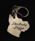 Miniatyrbild 9 av 11: Great Dane I - silverpläterad nyckelring med en hund i presentask, handväska dekoration, ryggsäckshänge från Art-Dog