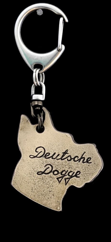 Great Dane I - silverpläterad nyckelring med en hund i presentask, handväska dekoration, ryggsäckshänge från Art-Dog