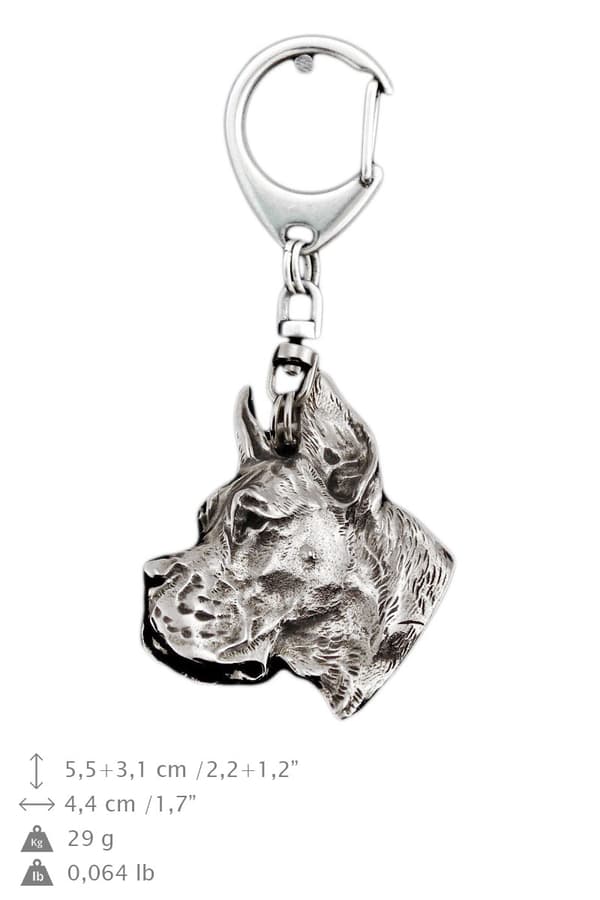 Great Dane I - silverpläterad nyckelring med hund, handväska dekoration, ryggsäckshänge från Art-Dog