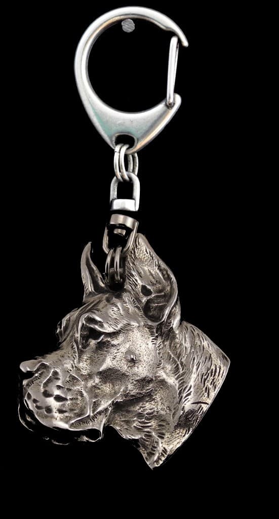 Great Dane I - silverpläterad nyckelring med hund, handväska dekoration, ryggsäckshänge från Art-Dog