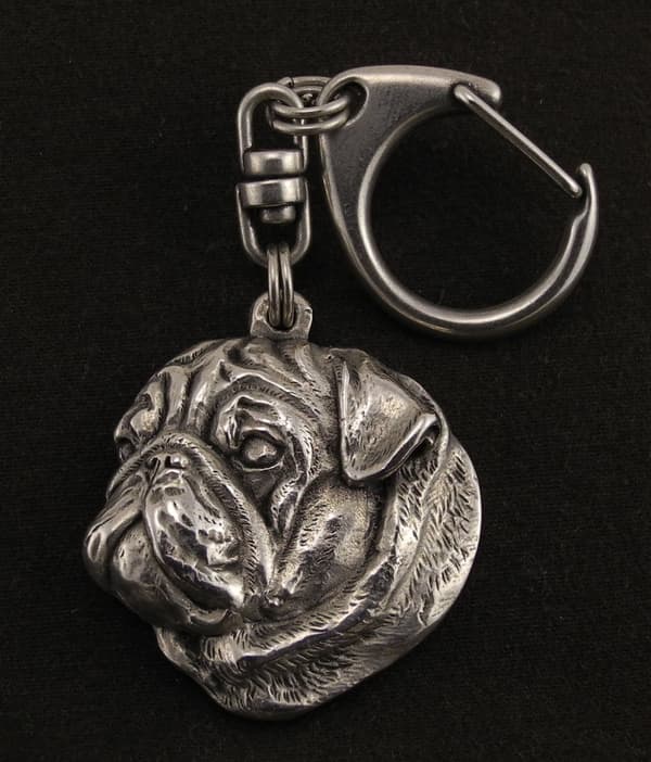 Mopsi, Mopsi, Carlin I - hopeoitu avaimenperä koiralla, käsilaukkukoriste, reppuriipus by Art-Dog