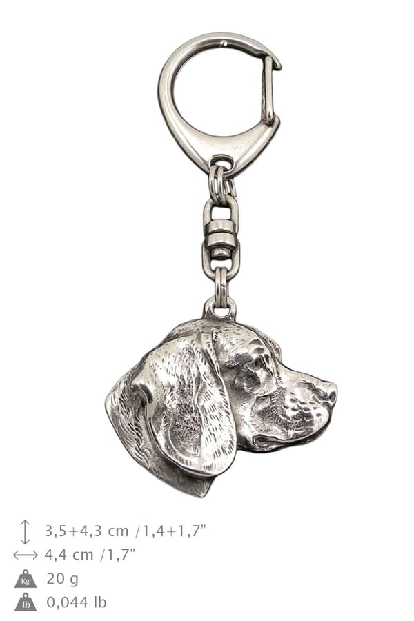 Beagle - hopeoitu avaimenperä koiralla, käsilaukkukoriste, Art-Dogin reppuriipus